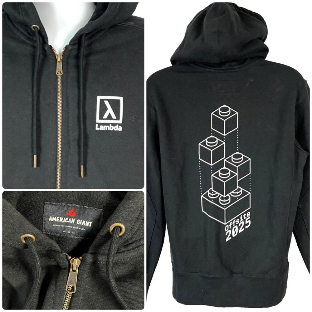 Lambda AI 2025 Offsite American Giant Mens Zip Hoodie size Medium Premium Swag